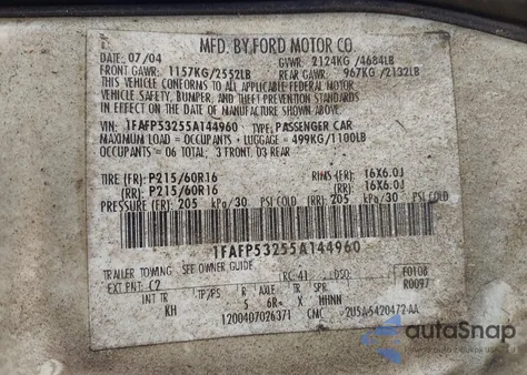 2001 Mercury Sable Gs from USA, damaged, VIN 1MEFM50U31A628773